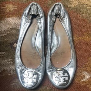 Silver Tory Burch flats